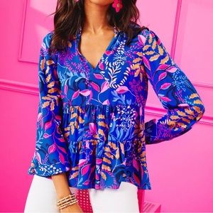 🆕 Lilly Pulitzer Sarita long sleeve silk top